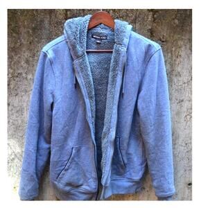 Michael Kors Sherpa Lined Full Zip Hoodie Gray Men’s Large